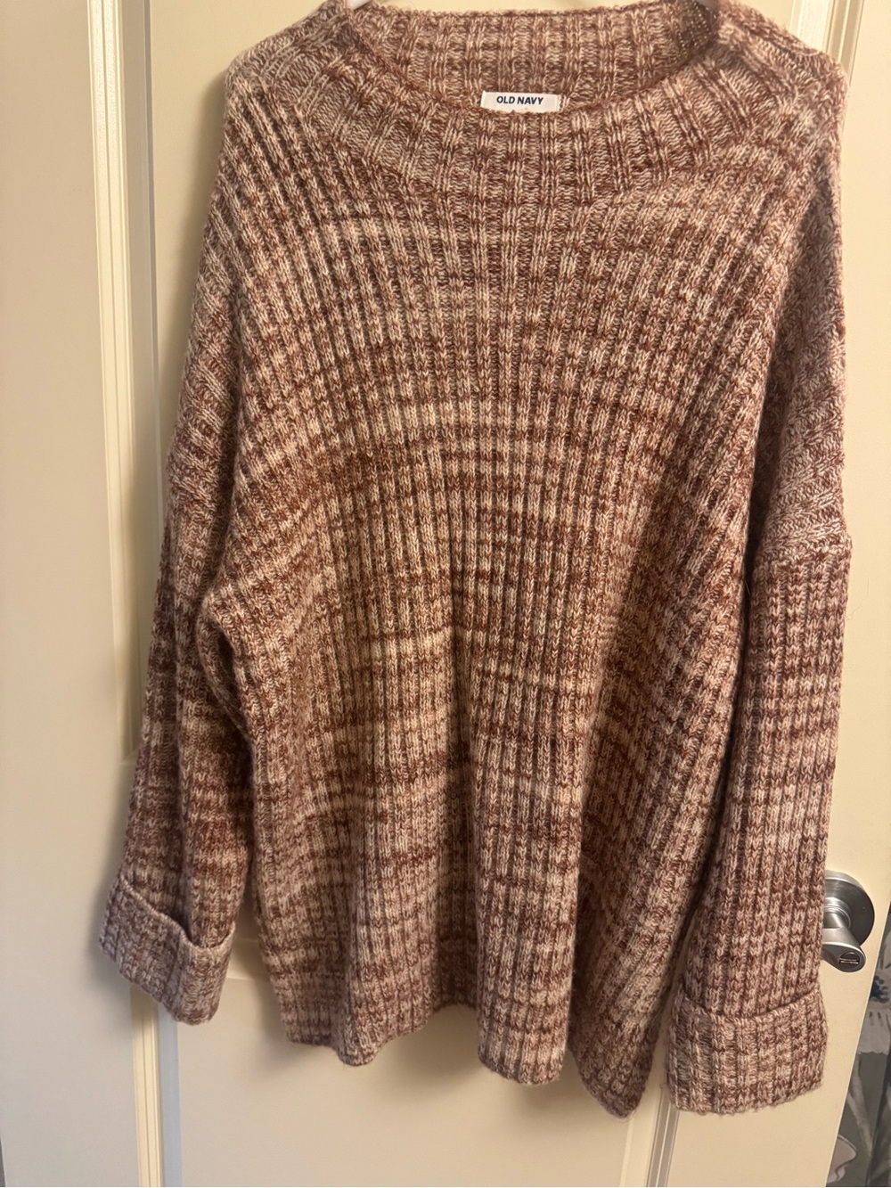 Old Navy Marled Brown Scoopneck Ribbed Sweater